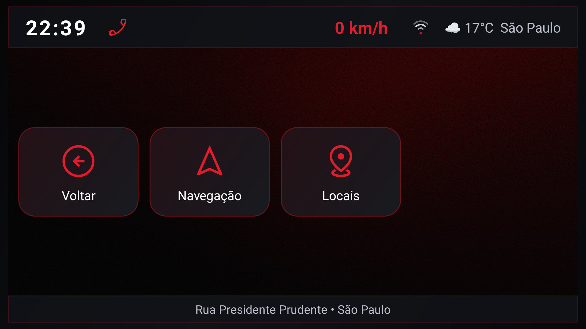 Menu Mapa do MotionDash