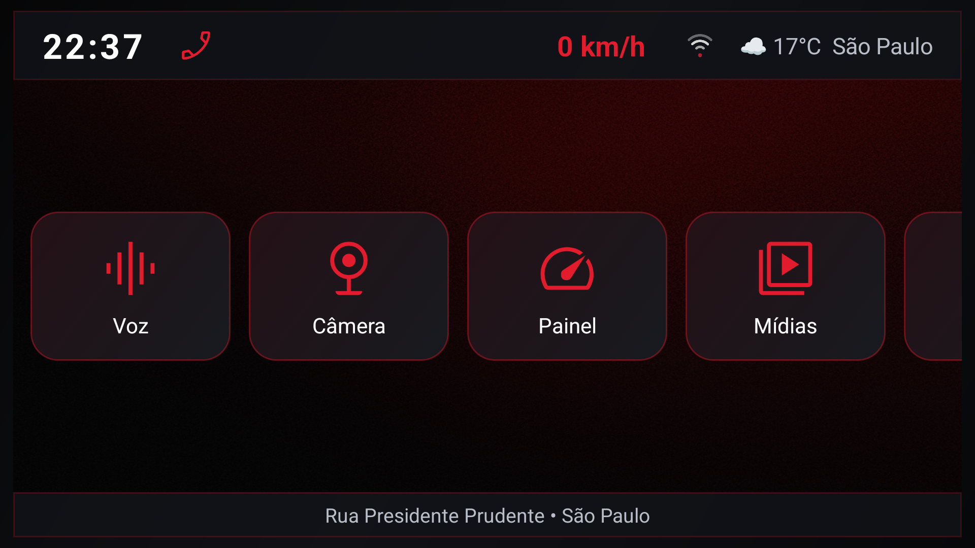 Menu principal do MotionDash