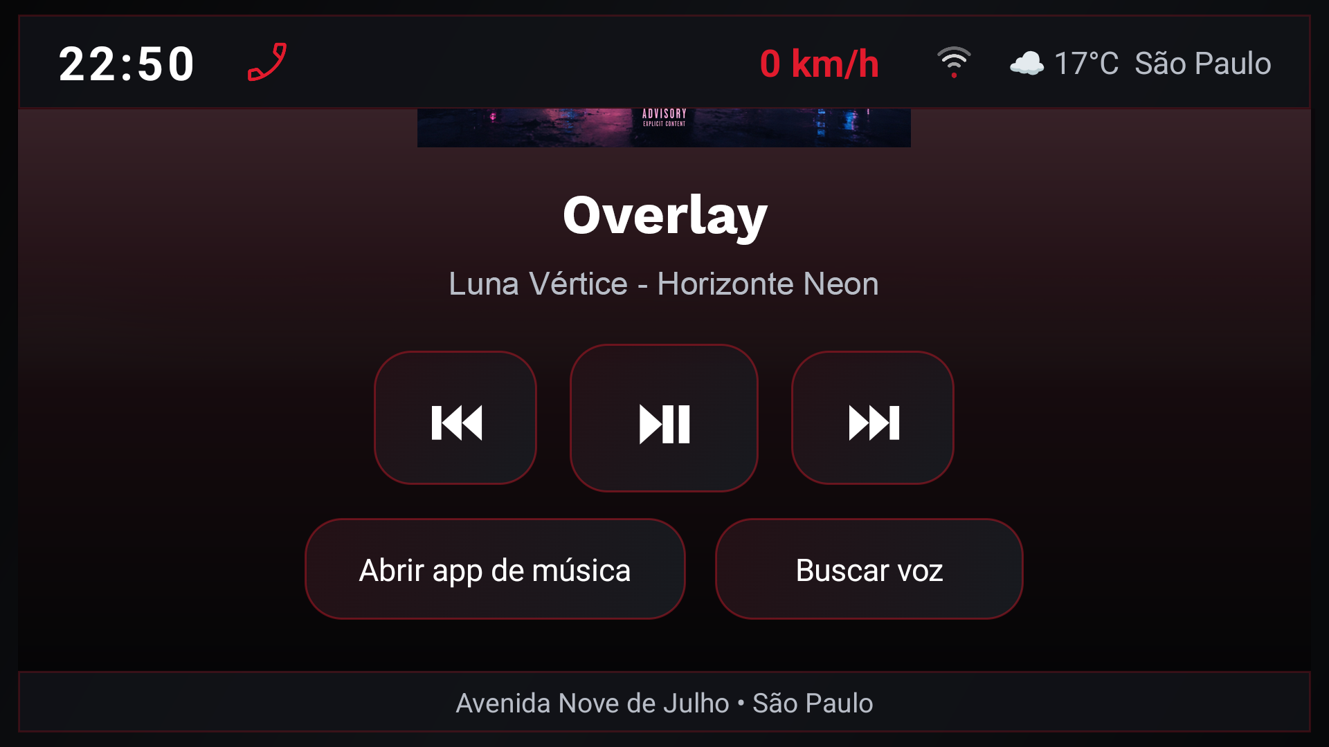 Tela Música do MotionDash